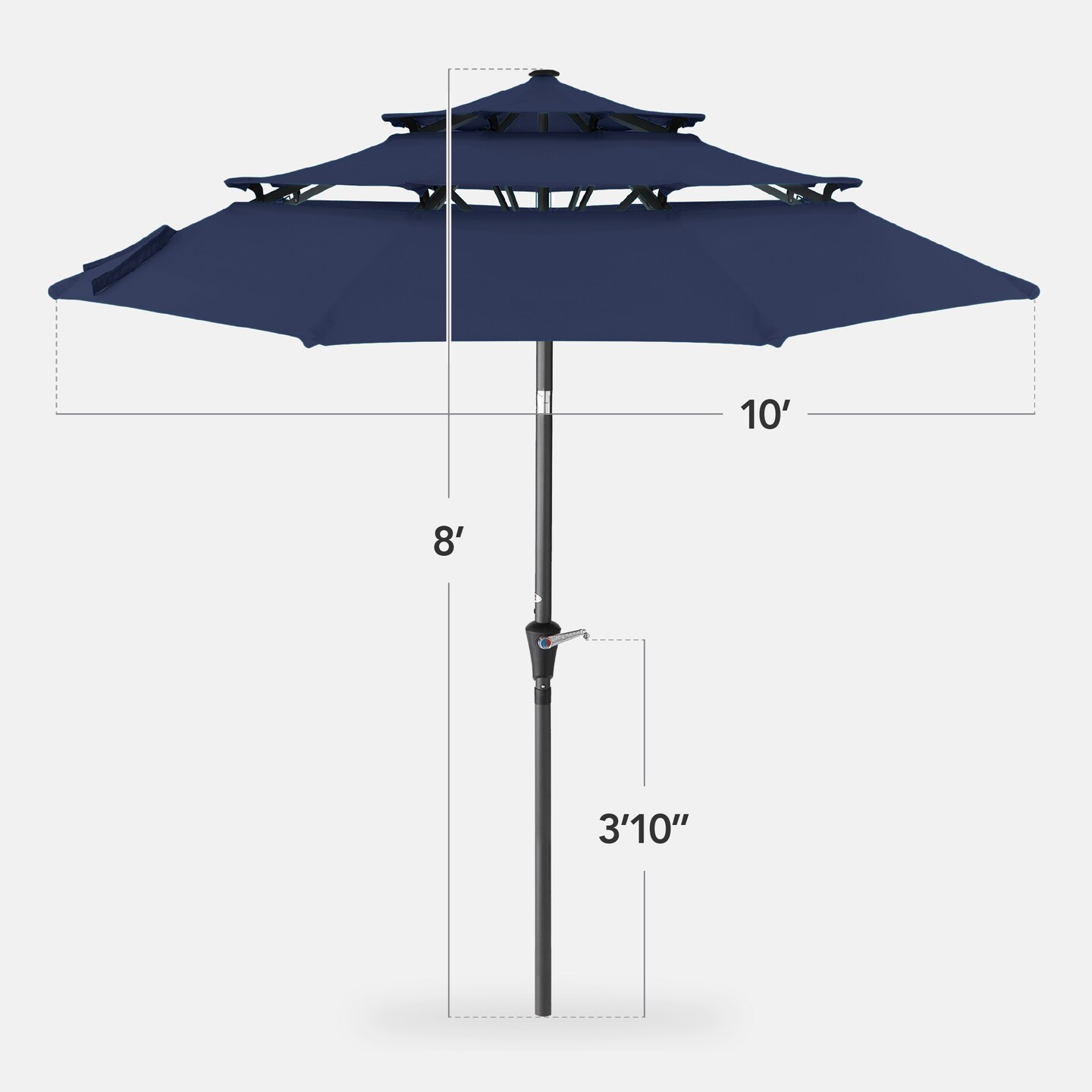 Best Choice Products 10ft 3-Tier Patio Umbrella, Market Sun Shade w/ Tilt Adjustment, Easy Crank