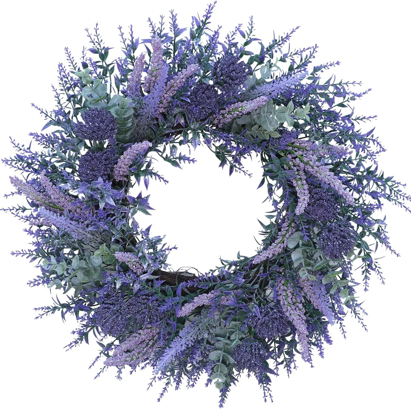 20 Inch Lavender Wreath Artificial Purple Spring Floral Decor