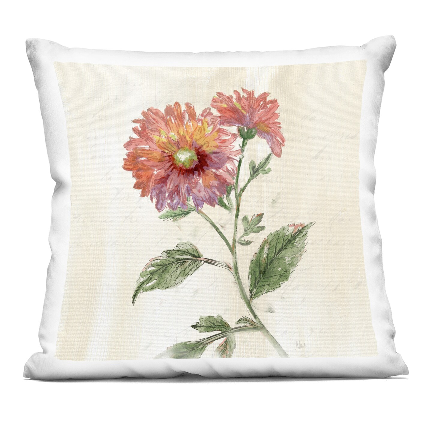 Stupell Industries Vintage Blooming Dahlia Decorative Printed Pillow design by Nan, 18 x 7 x 18