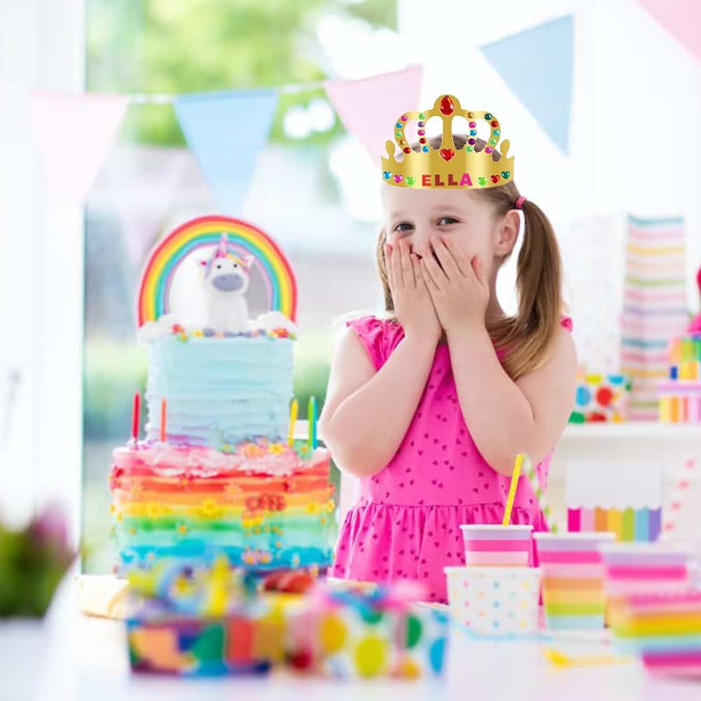 46 Pcs Paper Crowns for Kids to Decorate Birthday Party Hats Gold