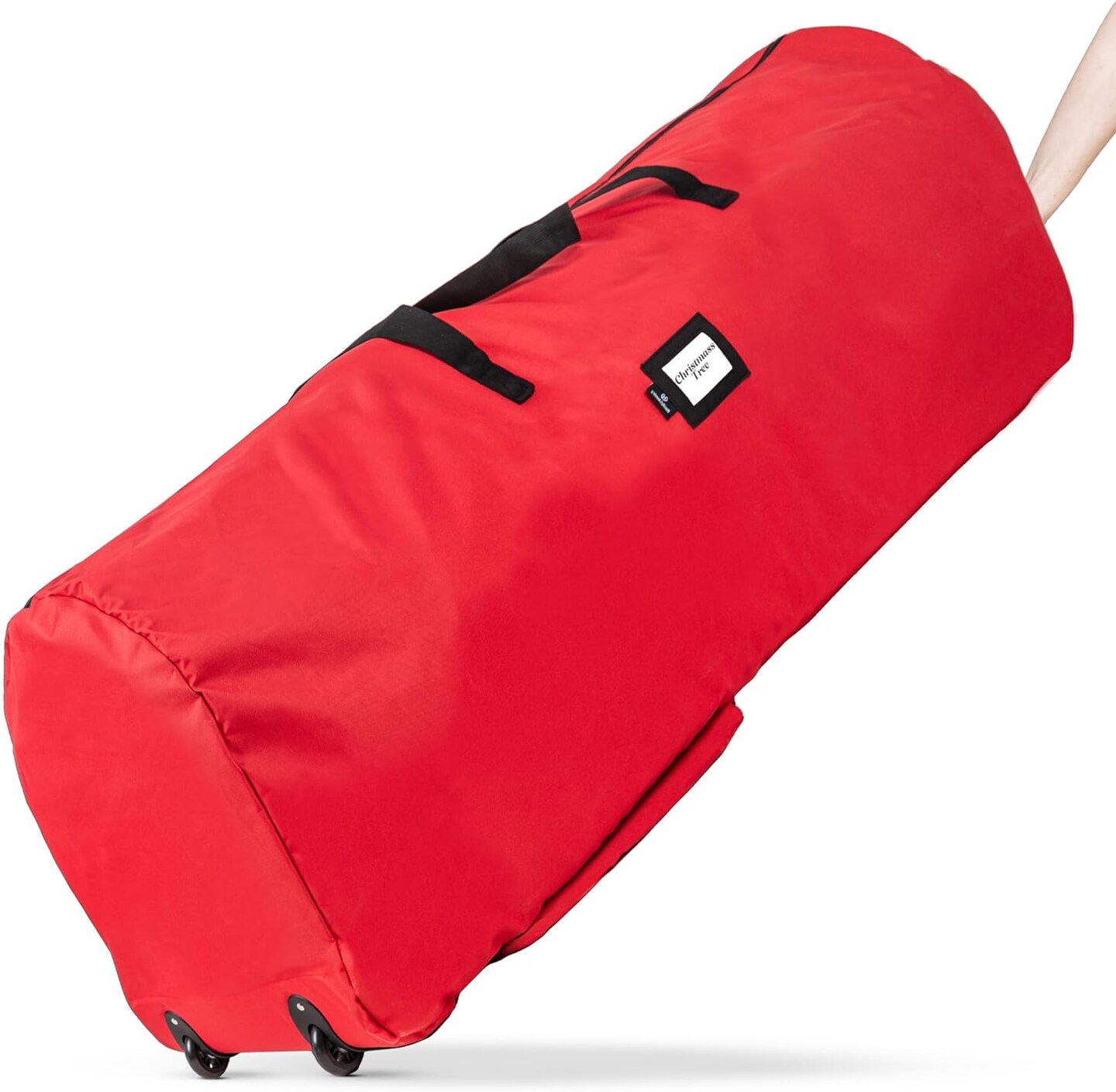 Rolling Tree Storage Bag - For 7.5-Foot Artificial Christmas Holiday Tree. Zippered Bag, Carry Handles and Wheels for Easy Transport, Protects Against Dust, Insects, and Moisture (Red)