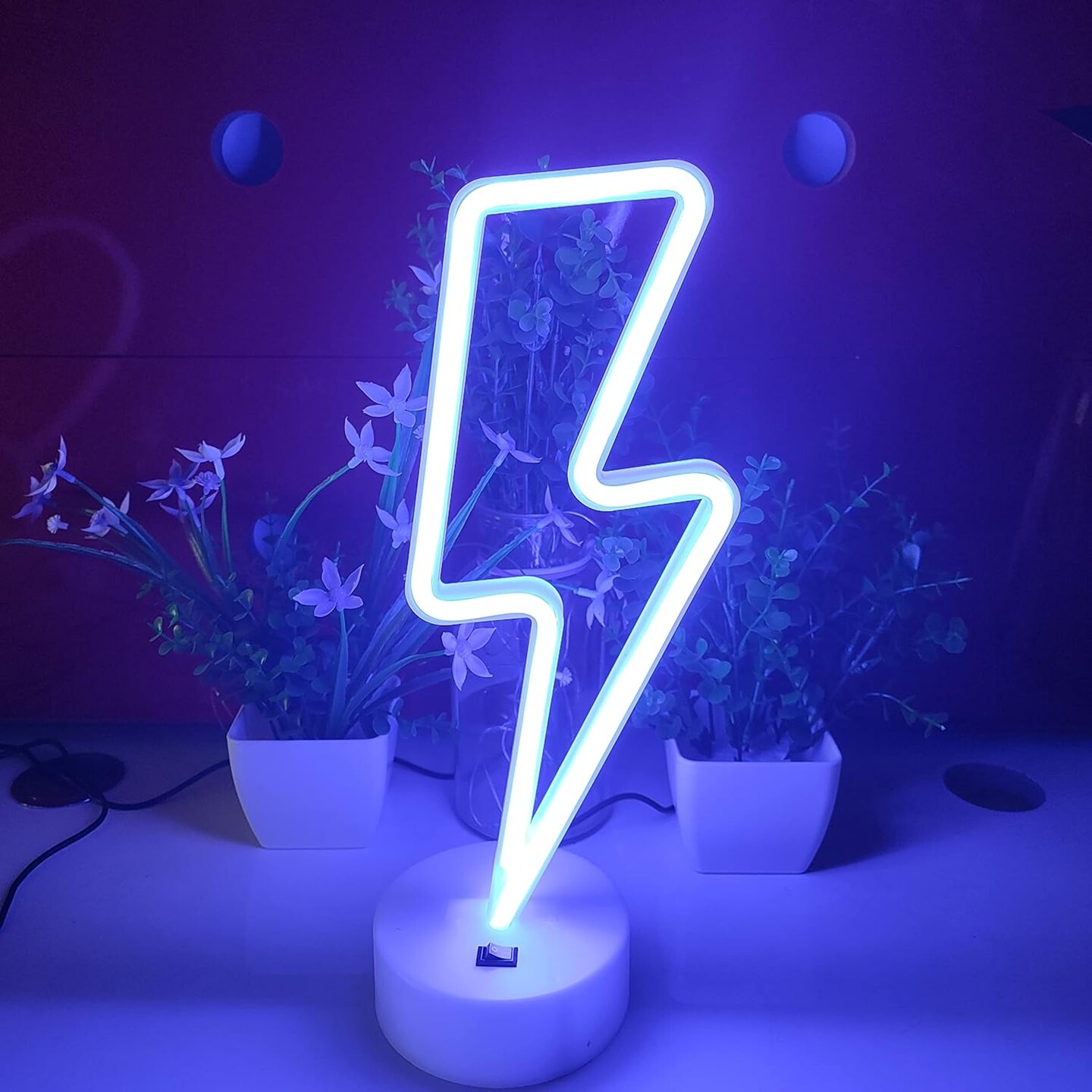 Summer Lightning Neon Sign With Holder Base, USB or 3-AA Battery Powered Neon Light, LED Desktop Wall Decoration, Various Parties, Decoration of Business Premises