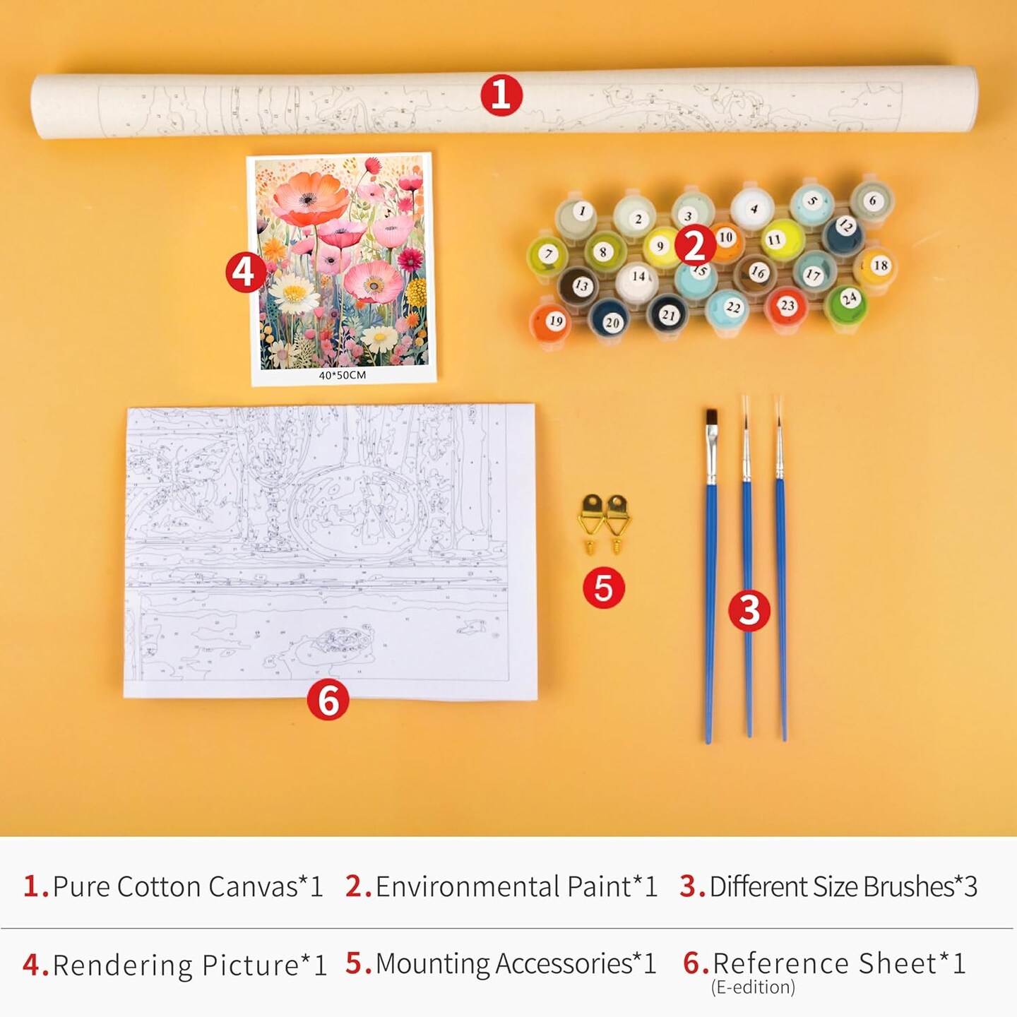 Paint by Number for Adults Flowers and Plants Paint Number Kits Floral Adults&#x27; Paint-by-Number Kits Color Paint by Number DIY Paint by Numbers Craft Kits for Adults, 16x20 Inch
