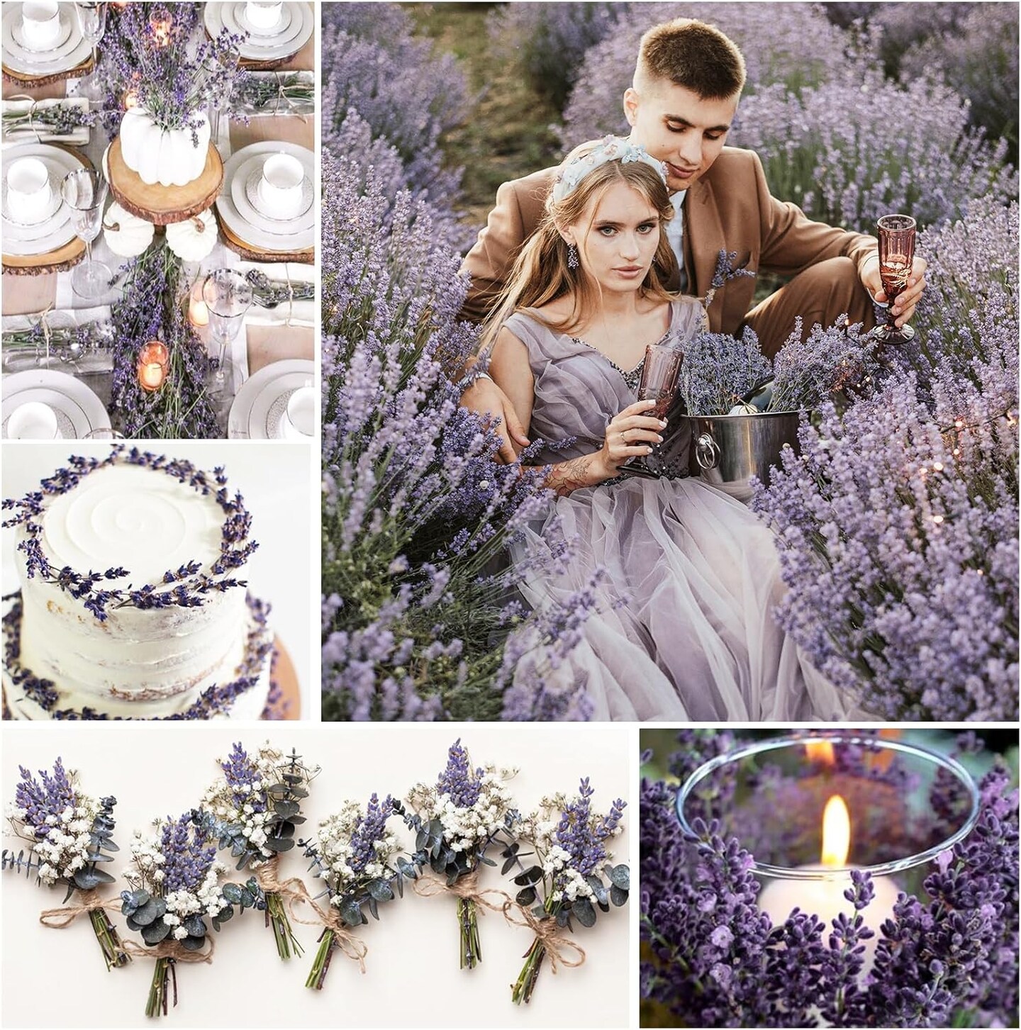 Dried Lavender Flowers Bundles, Natural Dry Lavender Flowers 440-480 Stems 16&#x27;&#x27; for Vase Home Wedding Party Decoration Arrangements Fragrance 4 Bundles