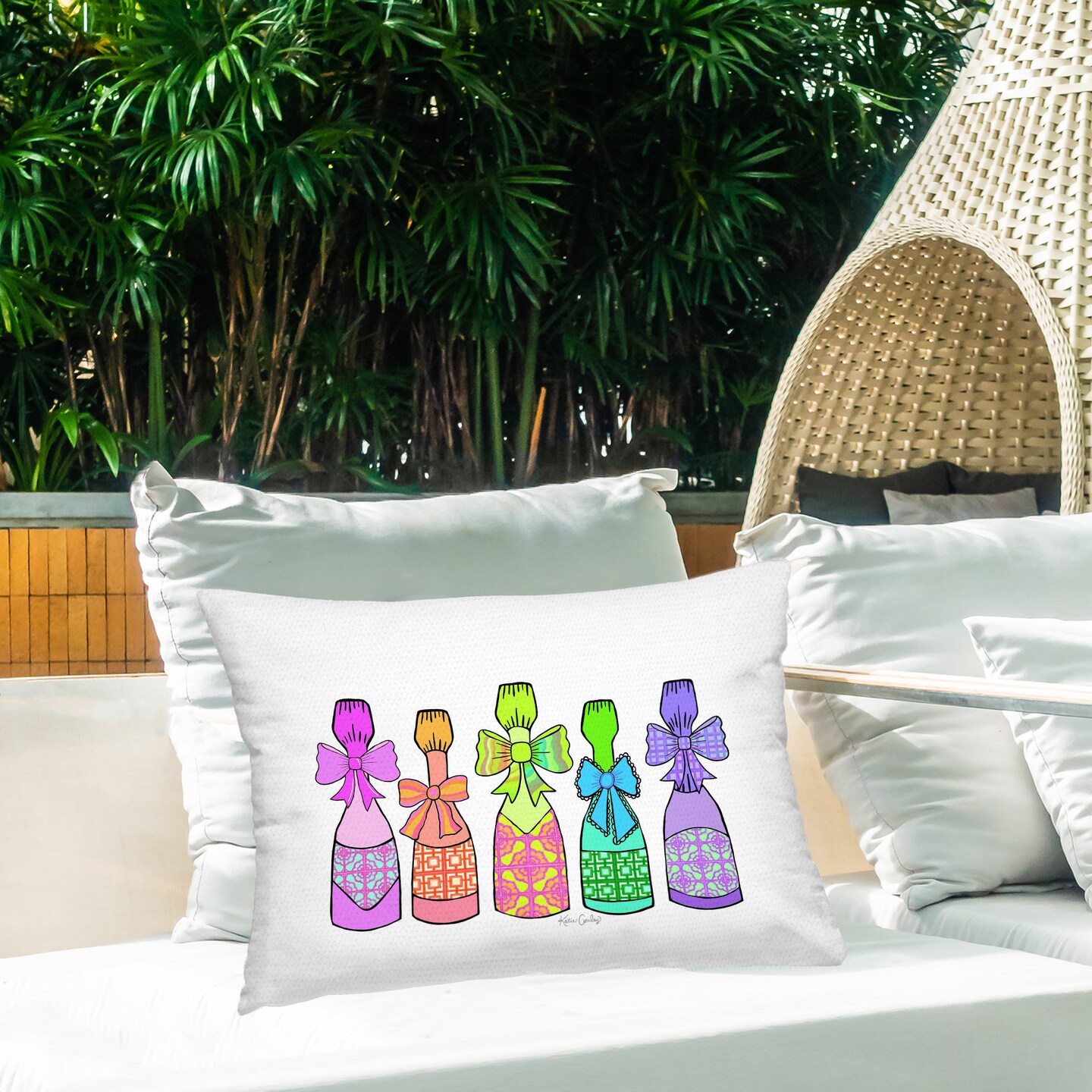 Stupell Industries Patterned Drink Bottles Outdoor Printed Pillow design by Katie Conley, 14 x 7 x 20