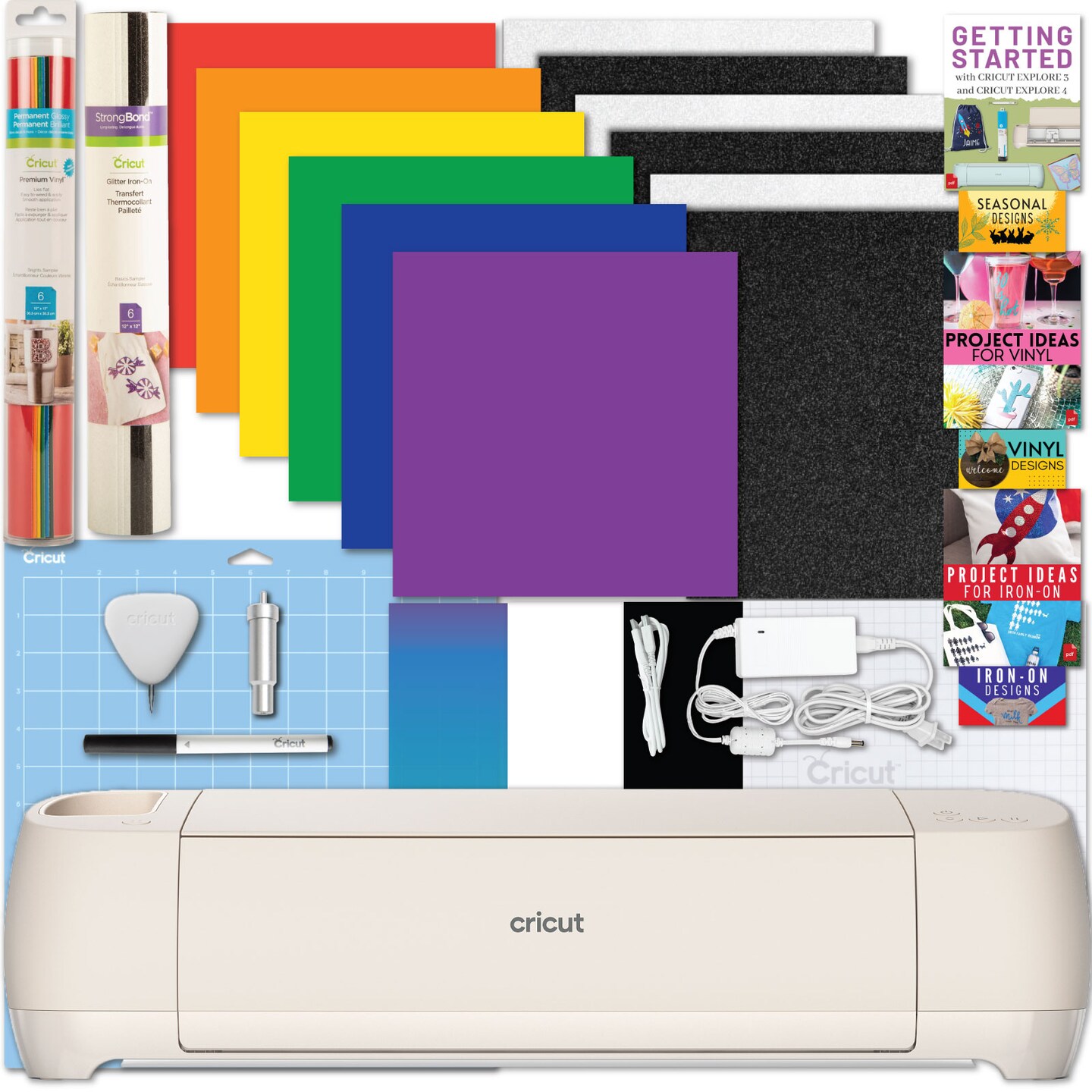 Cricut Explore 4 Electric Cutting Machine with Vinyl and Iron-On Sheets Bundle