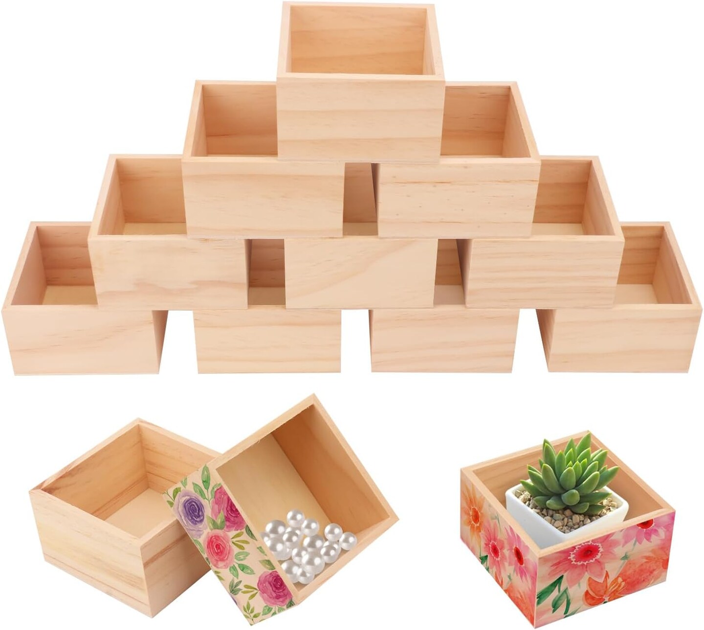 24-Pack Wooden Box, small wooden crates