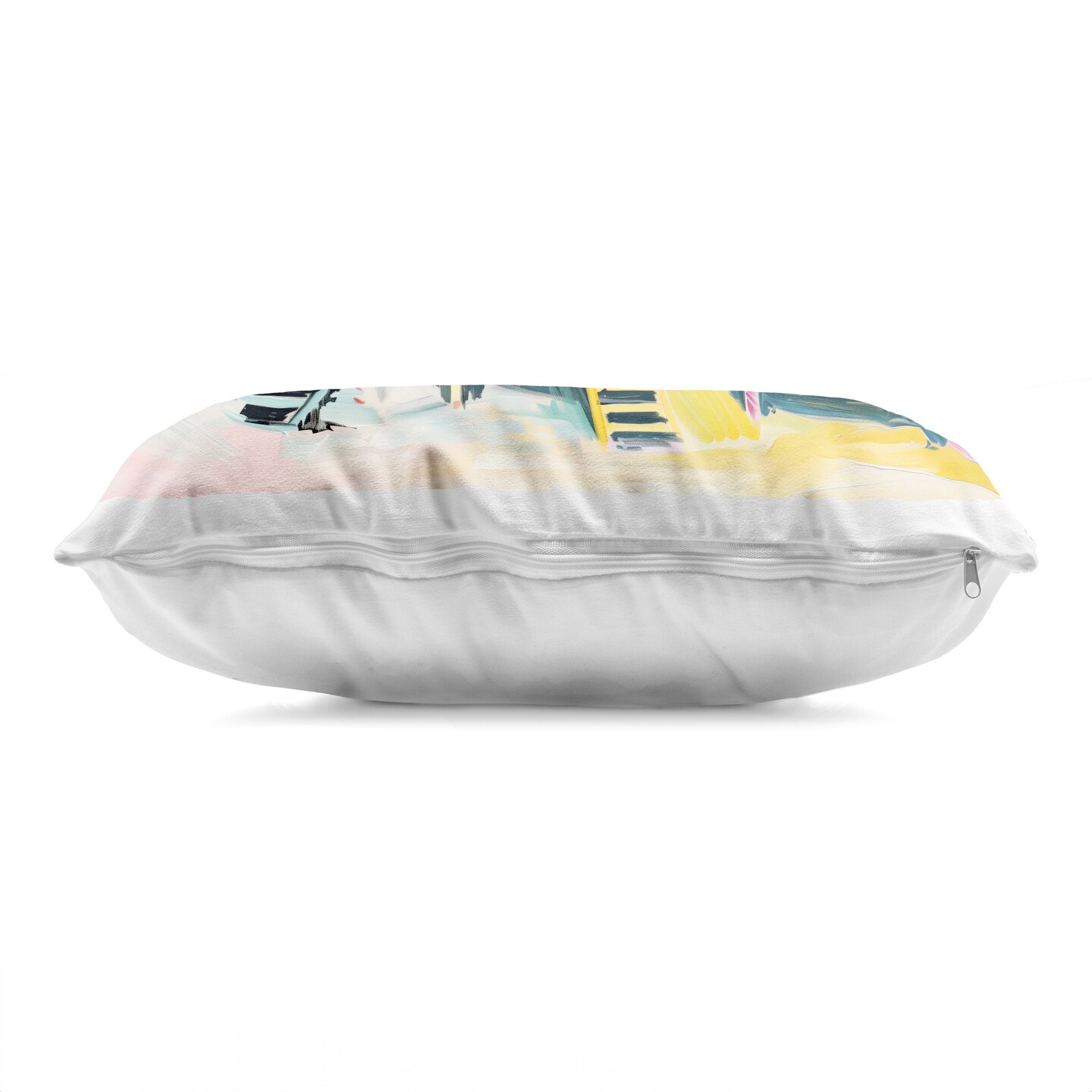 Stupell Industries Pastel Tropical Beach Cabins Decorative Printed Pillow design by Arlington Prints, 14 x 7 x 20