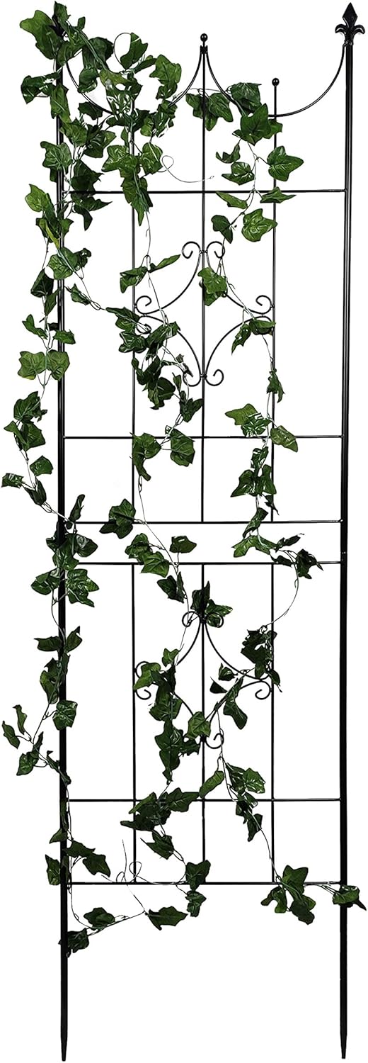 Larger Garden Trellis Plant Support – 70" x 20" Wire Lattice Grid Panel Stake Fence, Black, Ideal for Climbing Plants, Potted Vines, Vegetables, Flowers, Ivy, Roses, and Clematis in Lawn, Backyard, Patio, or Garden