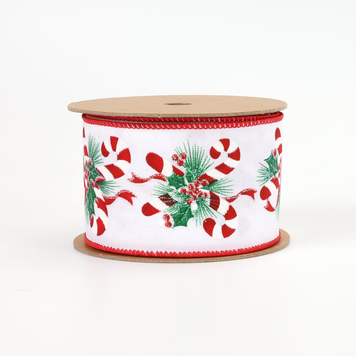 LaRibbons 2 1/2&#x22; Wired Ribbon | &#x22;Candy Cane&#x22; White/Red/Iris | 10 Yard Roll