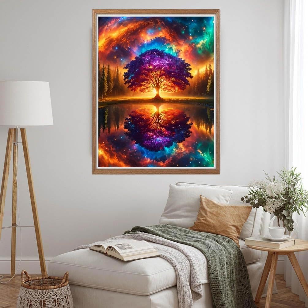 5D Tree of Life Diamond Painting Kits for Adults Beginners,DIY Round Drill Diamond Art Kits Full Colorful Tree Paint by Diamonds Dot Gem Art Crystal Easy,Home Wall Decor 16 X 12 Inch