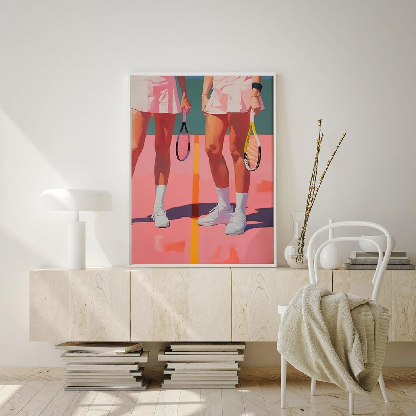 Vintage Sport Paint by Numbers Kit for Adults, DIY Acrylic Watercolor Oil Painting by Number On Canvas Without Frame,Retro Tennis Paint for Home Wall Decor 16x20inch