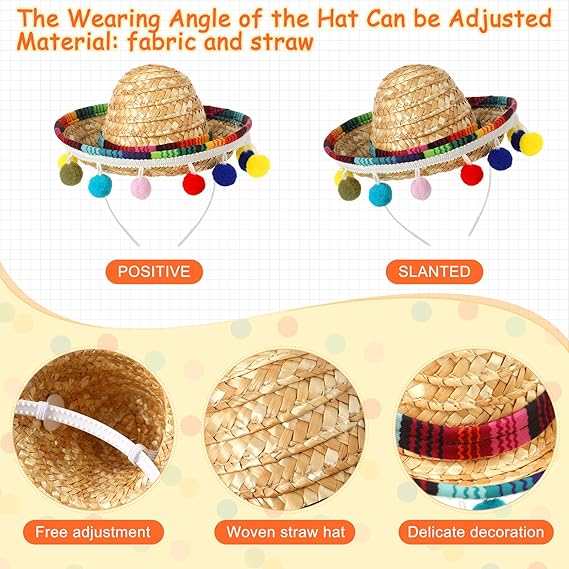 18 Pcs Fiesta Party Supplies Sombrero Party Hats Headbands Paper Mexican Eyeglasses Cinco De Mayo Mexican Party Decor