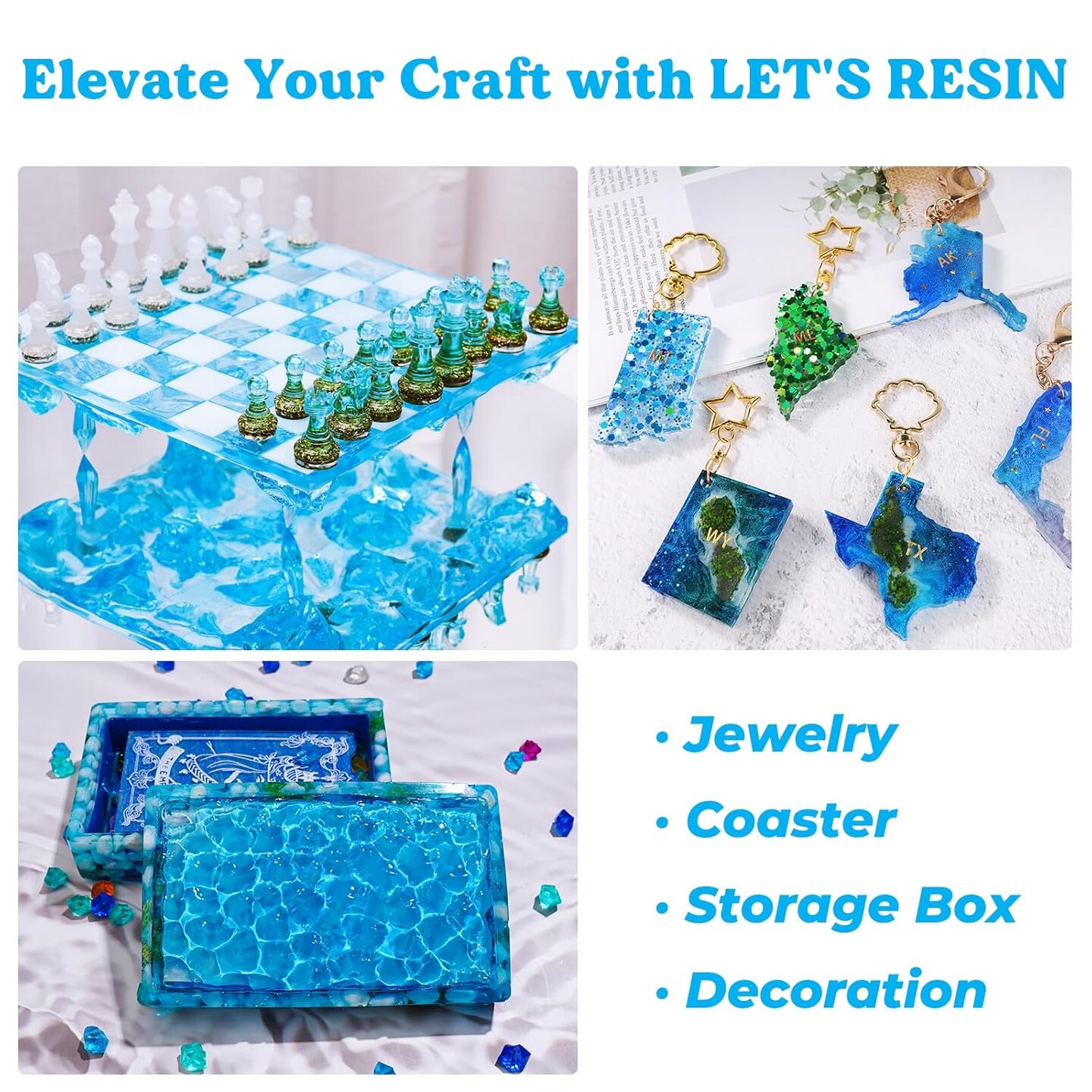 LET&#x27;S RESIN Epoxy Resin 1 Gallon Kit, Bubble Free &#x26; Crystal Clear Epoxy Resin, No Yellowing Epoxy Resin for Casting, DIY, Resin Art,Molds,Jewelry,Coasters