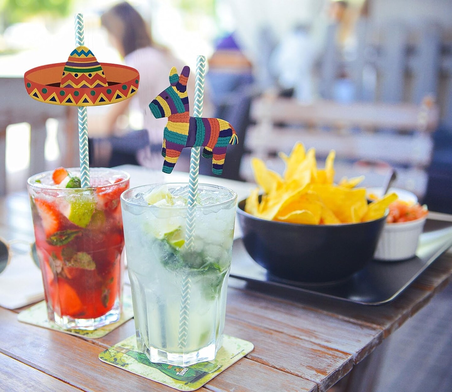Fiesta Party Straws | Mexican Decorations | Final Fiesta Bachelorette Party Supplies | Set of 32, PRE-ASSEMBLED Paper Straws