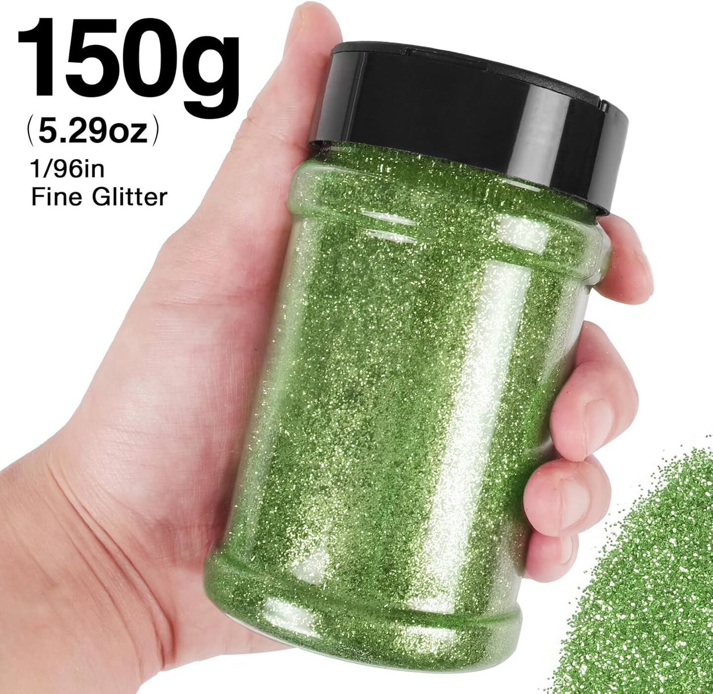 Extra Fine Olive Green Glitter, 1/96" Craft Resin Glitter Powder 5.29oz/150g PET Flakes Crafts Sequins for Nail Art, Hair, Epoxy Resin, Tumblers, Slime, Painting, Festival Decor
