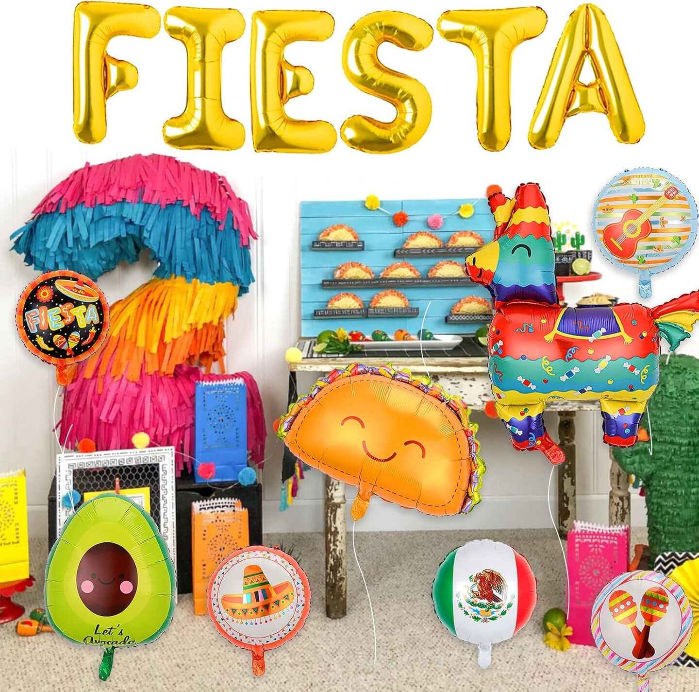 Cinco De Mayo Fiesta Balloon Decorations, 17 Pcs Huge Taco Party Balloons, Fiesta Supplies for Mexican Party
