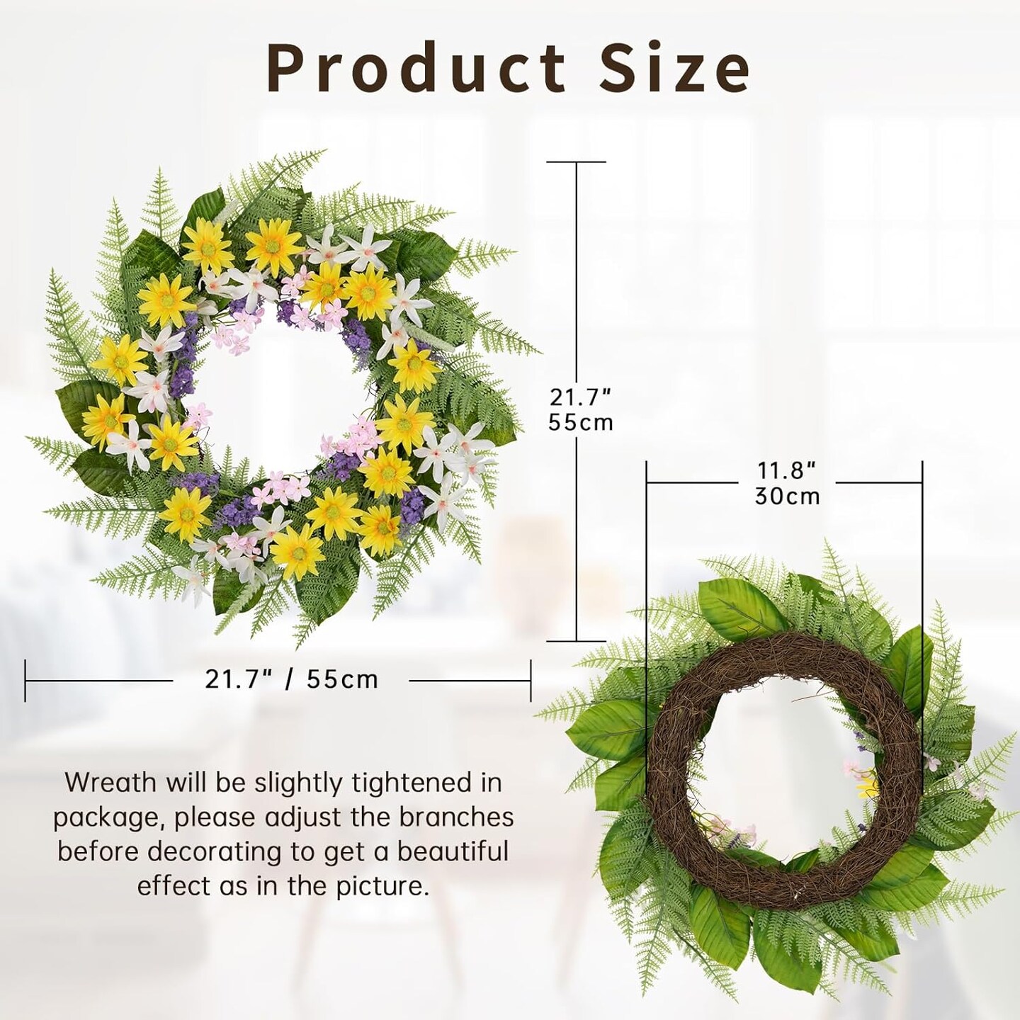 20 Inch Spring Wreath for Front Door