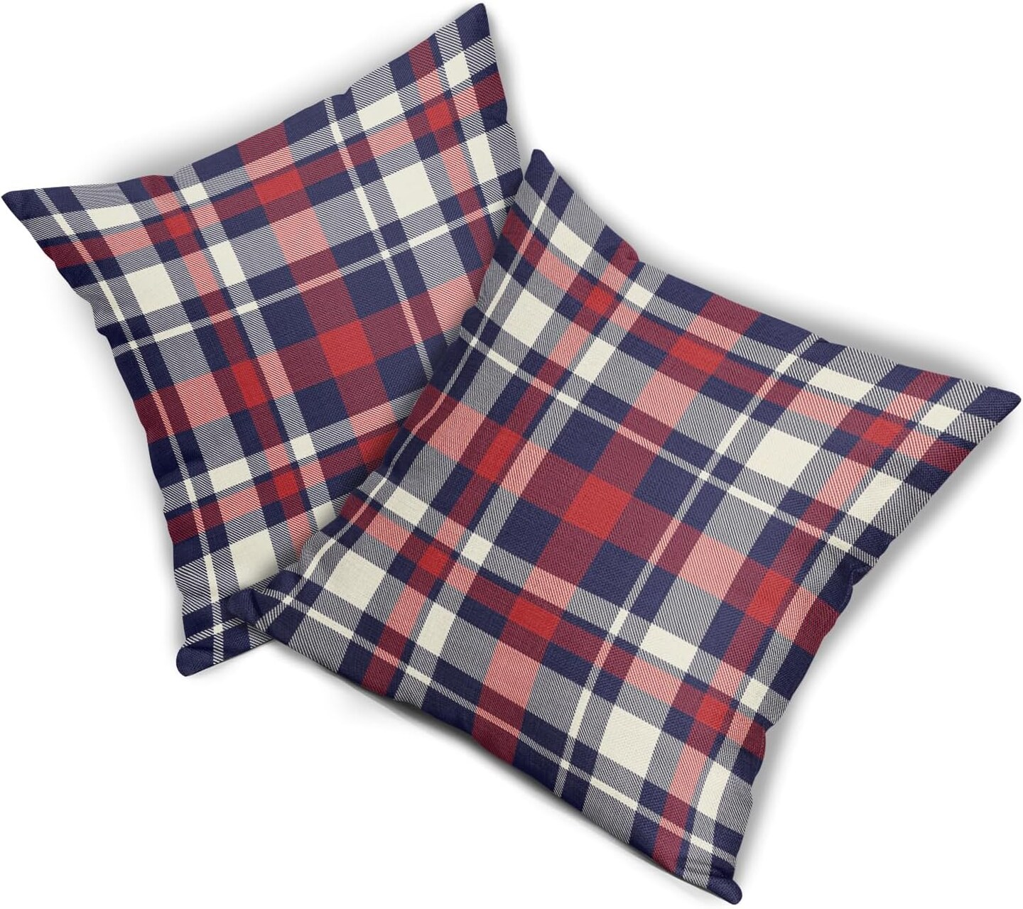 4th of July Patriotic Pillow Covers 18x18 Inch Set of 2 Blue Red Buffalo Plaid Decorative Throw Pillow Cases for Bedroom