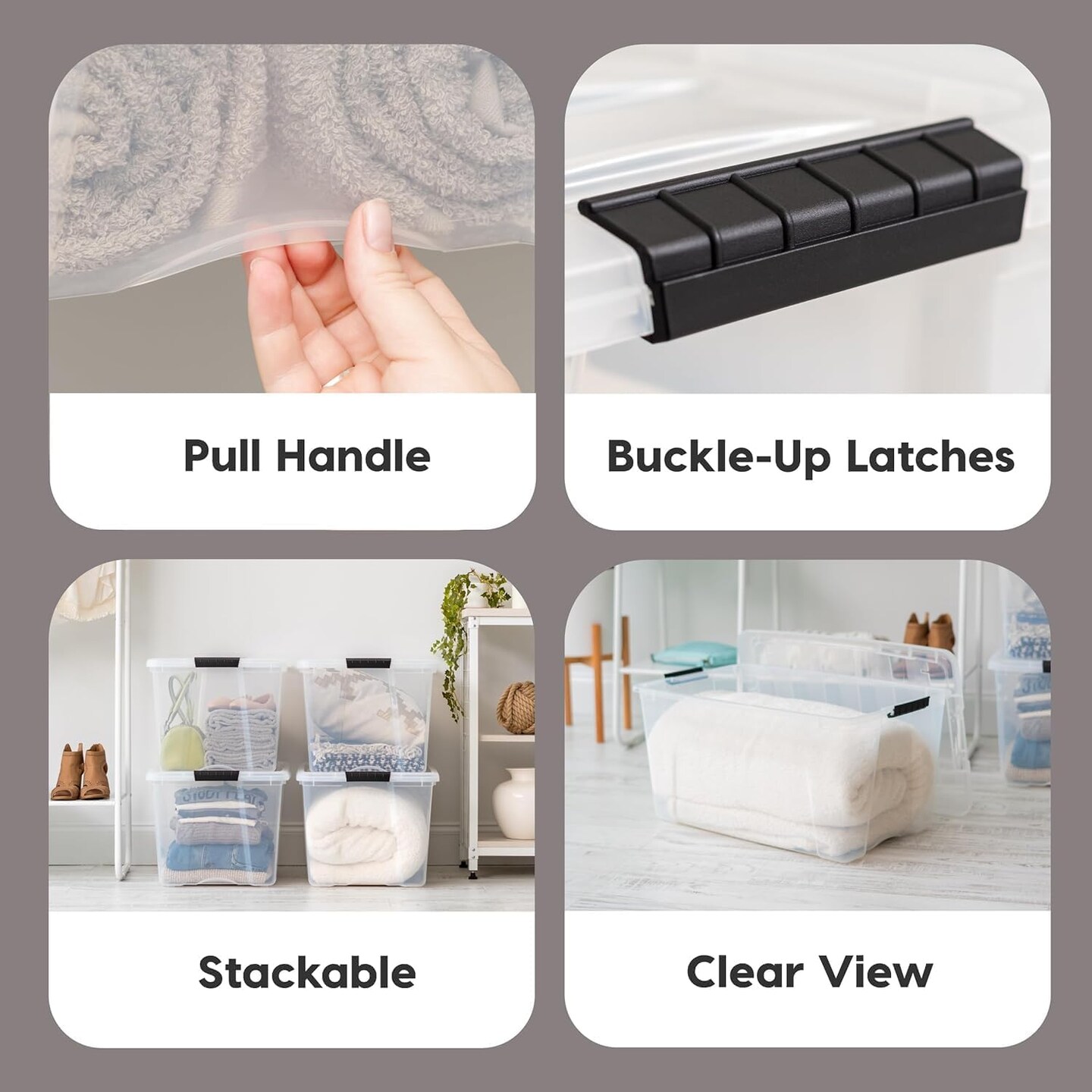 IRIS USA 2 Pack Plastic Storage Bins with Lids, 72 Quart, Latches Durable Nestable Containers Secure Pull Handle