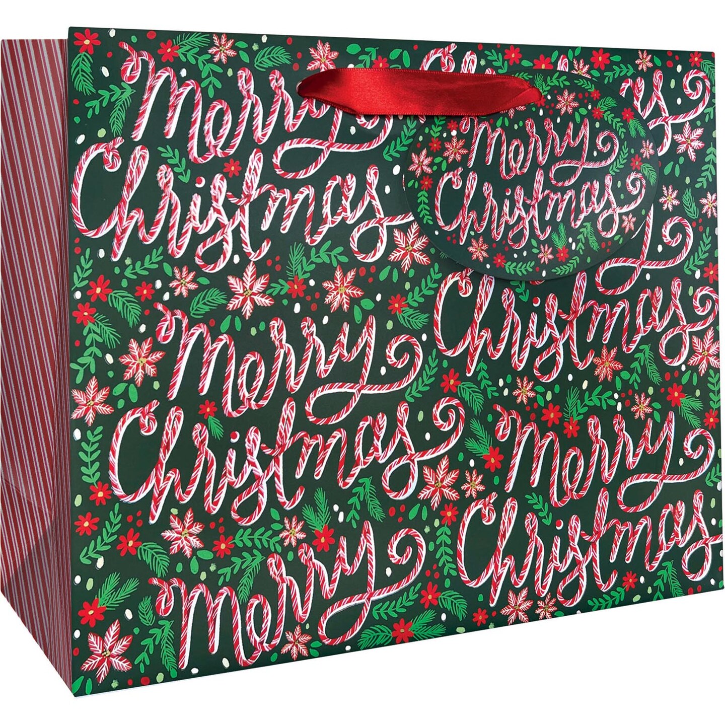 Pack/6: Candy Cane Christmas Gift Bag - 12-1/2 x 5 x 10&#x22;