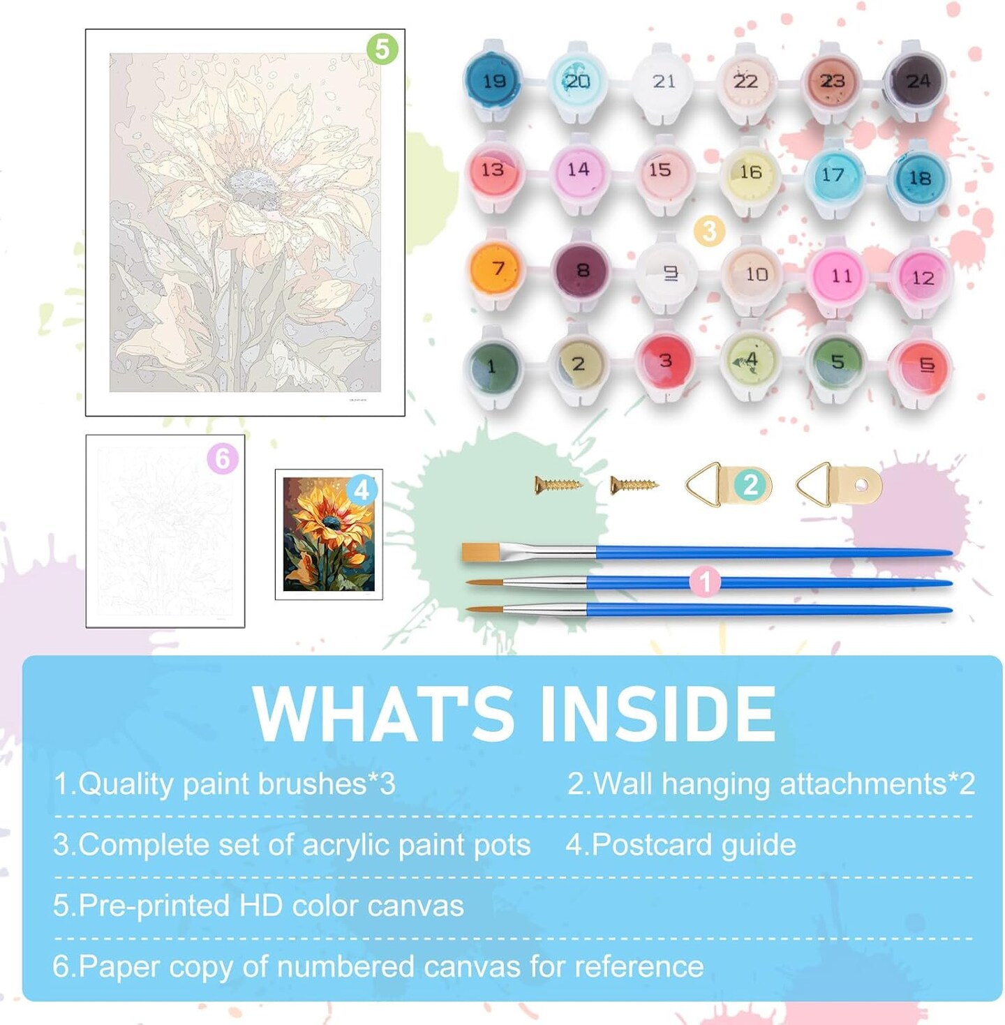 Paint by Numbers Kit for Adults Beginners, Sunflower Acrylic Adult Paint by Number Kits on Canvas, Sunflower Digital Oil Number Painting Kits for Home Decor Gift 16&#x22;x20&#x22;