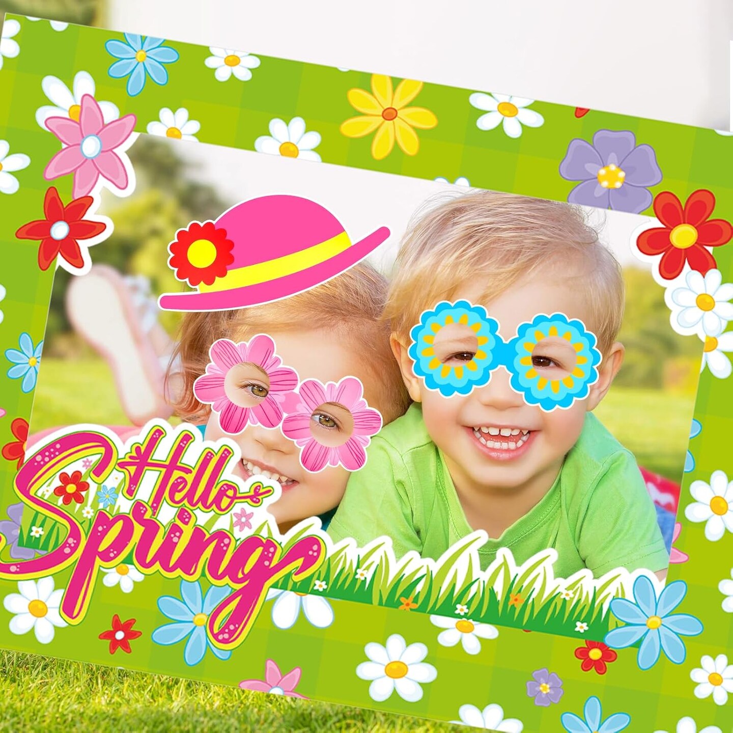 30pcs Colorful Hello Spring Photo Booth Props