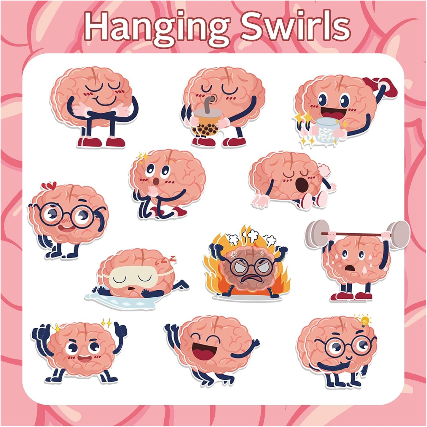 24 Pieces Brain Hanging Swirls Party Decorations