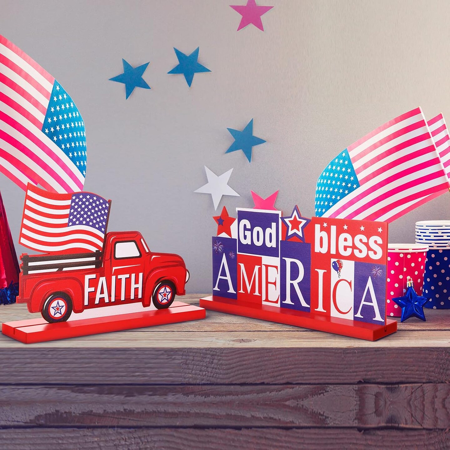 4 Pieces Patriotic Table Decoration