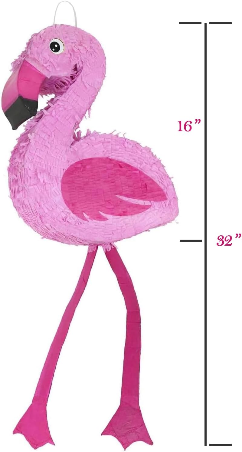16-Inch Pink Flamingo Pinata for Kids Birthday Party, Tropical Hawaiian flamingo Party Decor. Fiestas Decorations Party Favors (16 x 13 x 4 In)