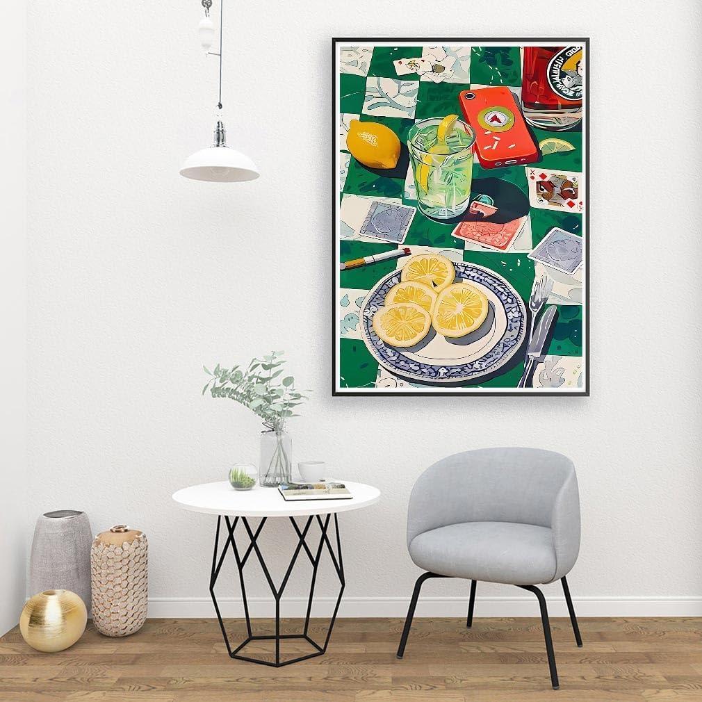 Vintage Poker Paint by Numbers Kit for Adults, Fruit Paint by Numbers Kit for Adults Beginner, DIY Acrylic Watercolor Paint by Numbers Kits on Canvas Without Frame for Home Wall Decor