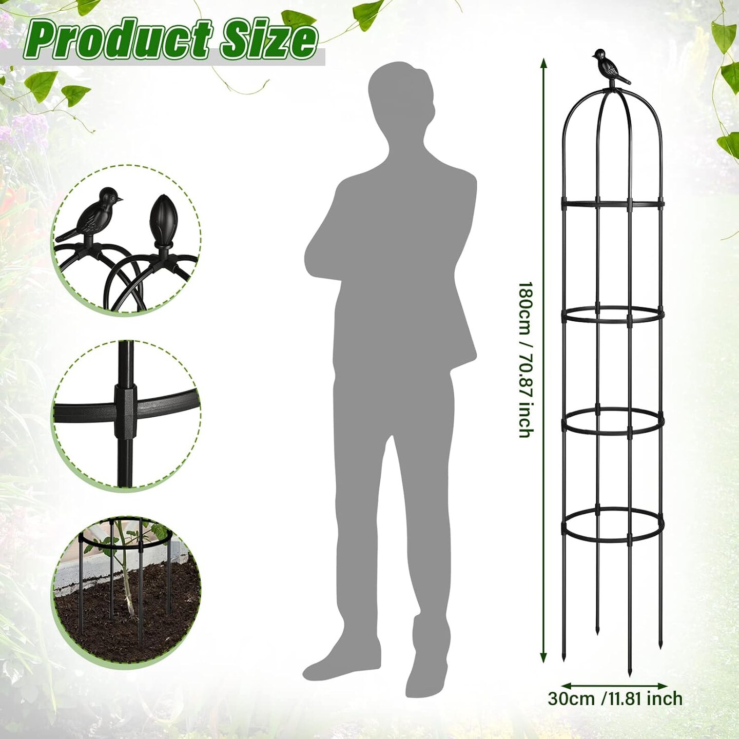 4 Pack 6 ft Garden Obelisk Trellis for Climbing Plants
