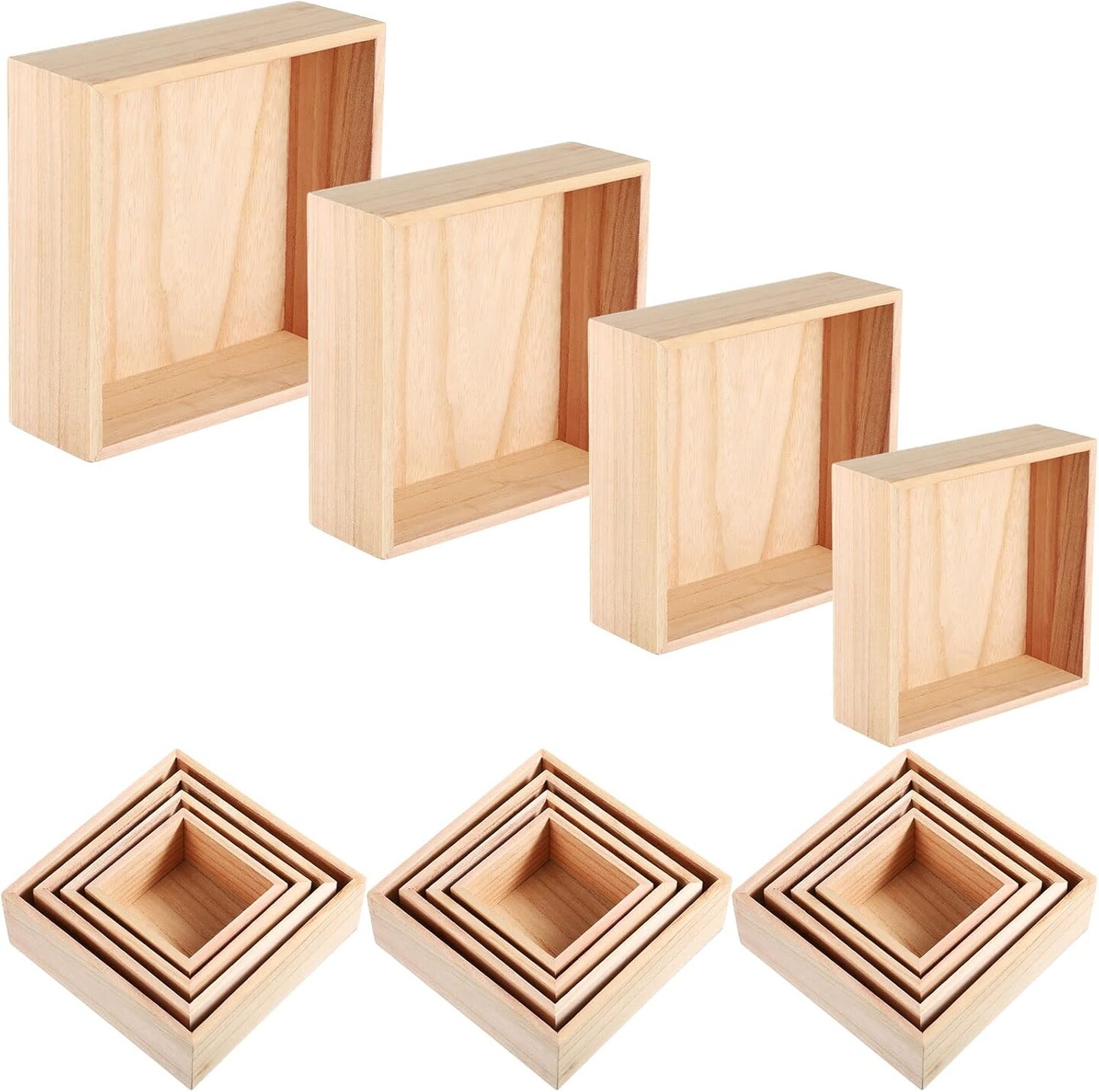 16 Pcs Rustic Wood Crates for Crafts