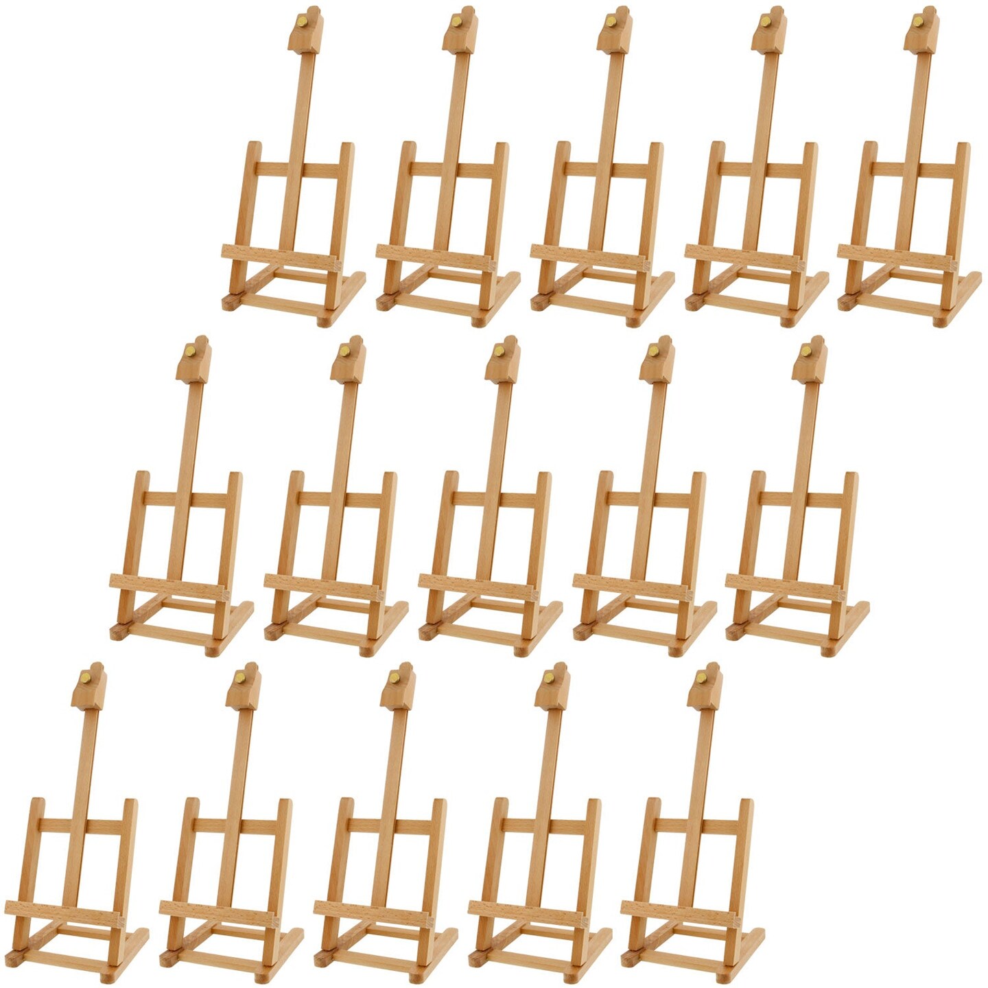 16&#x22; Mini Tabletop Wooden H-Frame Studio Easel (Pack of 12) - Artists Adjustable Beechwood Painting and Display Easel, Holds Up To 12&#x22; Canvas, Holder