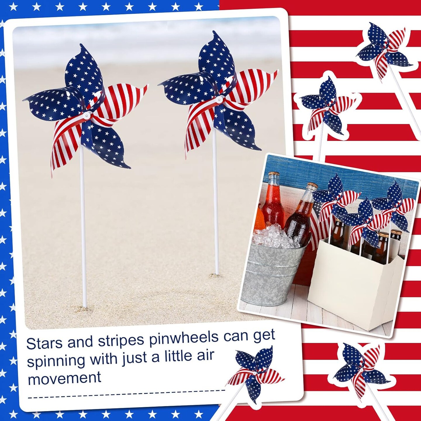 160 Pcs American Flag Patriotic Pinwheels 4th of July Decorations Red White and Blue Windmills Fourth of July Party Favors