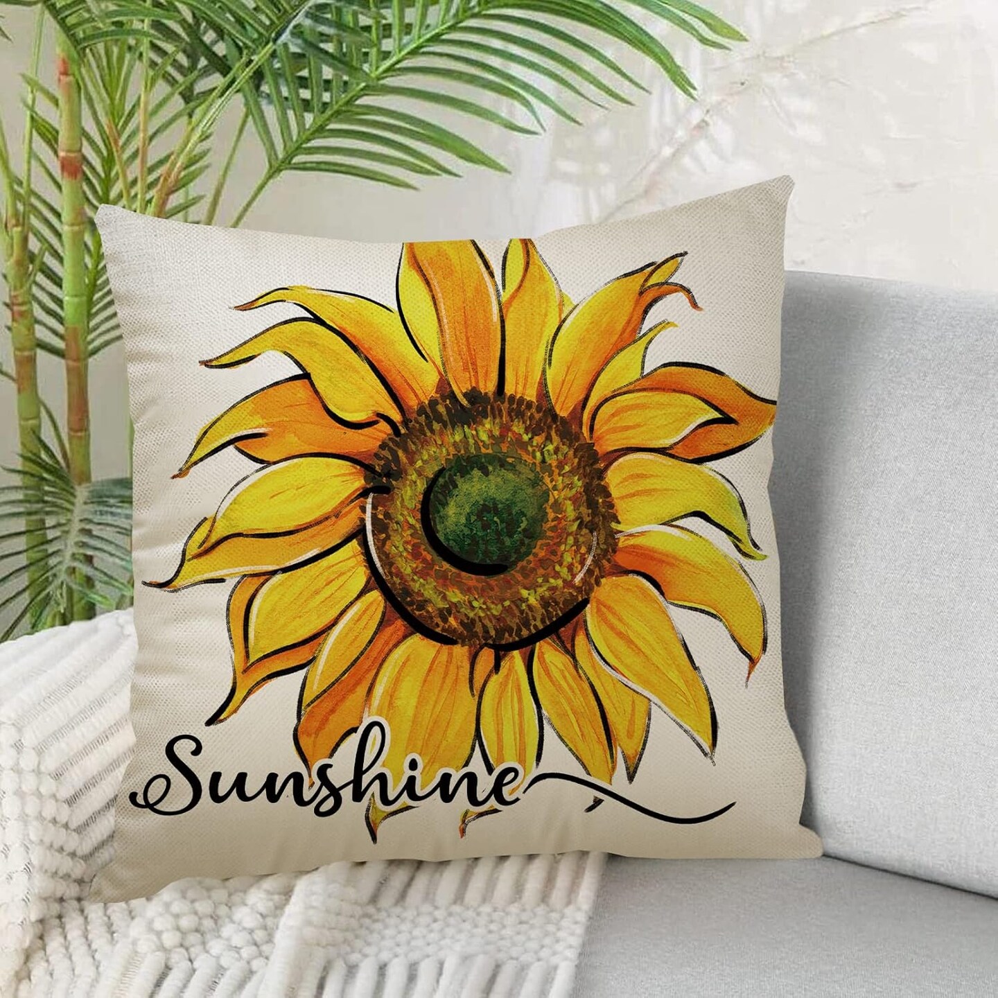 Summer Home Sweet Home Blessed Porch Patio Outdoor Pillowcase, Fall Autumn Flower Farmhouse Couch Cushion Case Decor