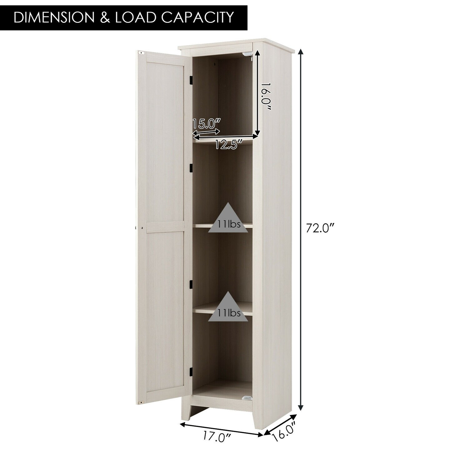 MDF Linen Tower Bathroom Storage Cabinet with 4 Shelves