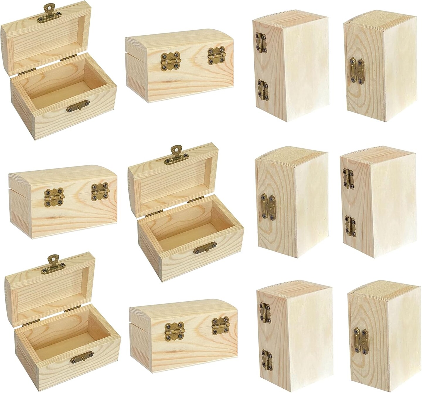 12 Pieces Small Wooden box Unfinished Wood