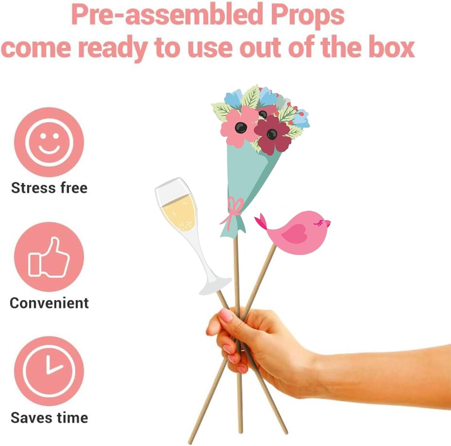 Photo Booth Props, 31Pcs Set of Wedding Party Supplies & Decorations, Selfie Station With Real Glitter Cute Backdrop