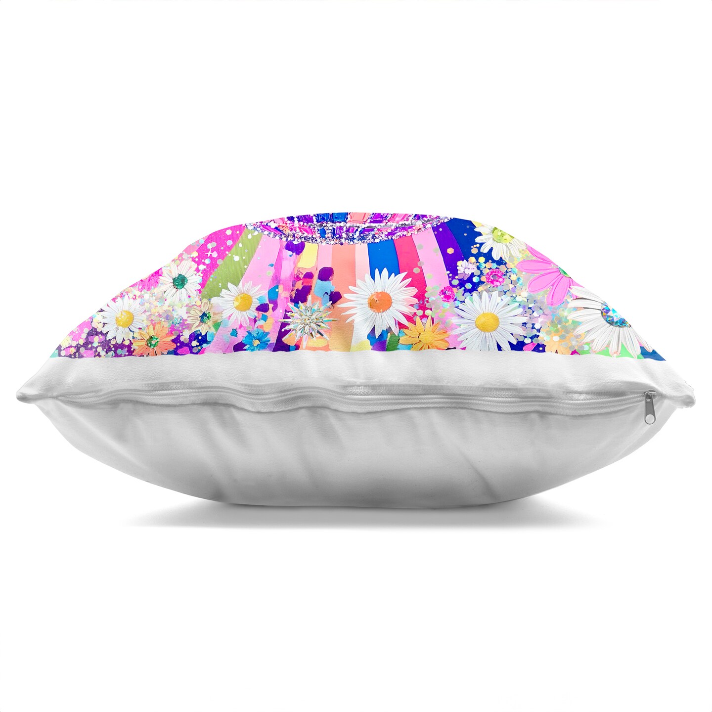 Stupell Industries Vivid Disco Dream with Daisies Decorative Printed Pillow design by Jess Stempel, 18 x 7 x 18