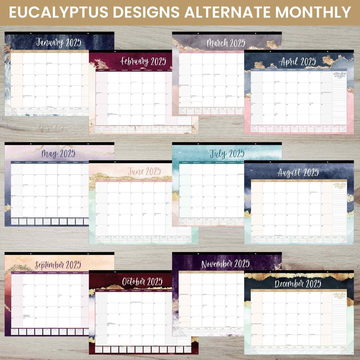 bloom daily planners 2025 Desk Calendar, 16" x 21", Watercolor