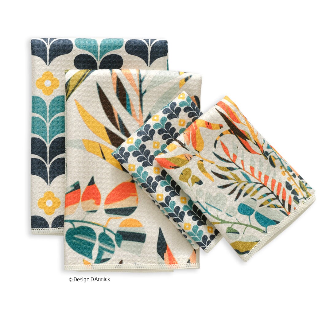 Colorful Leaves All-Purpose Microfiber Towels, Set of 4