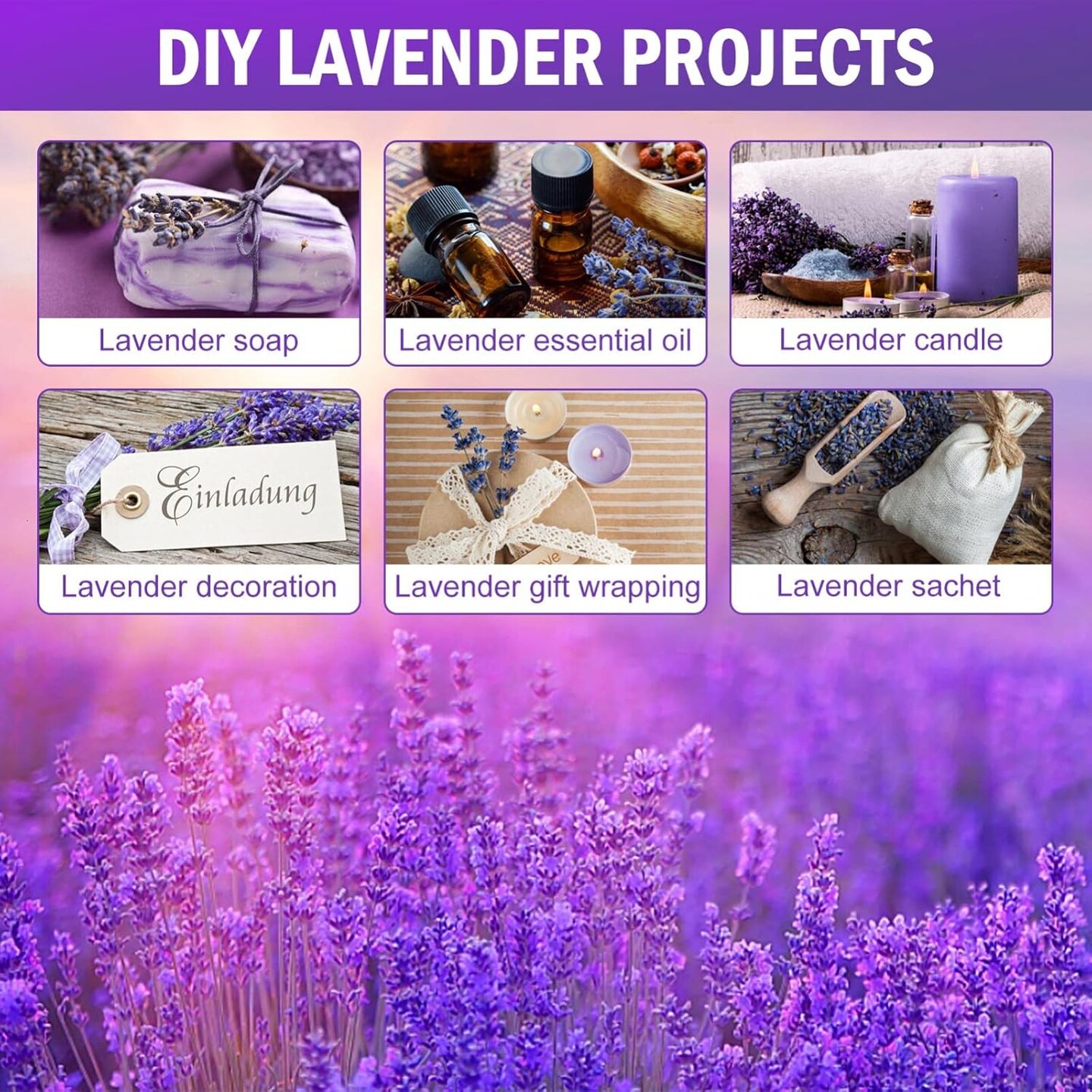 Dried Lavender Bundles 100 Natural Dried Lavender Flowers for Home Decoration, Photo Props, Home Fragrance, 2 Bundles Pack