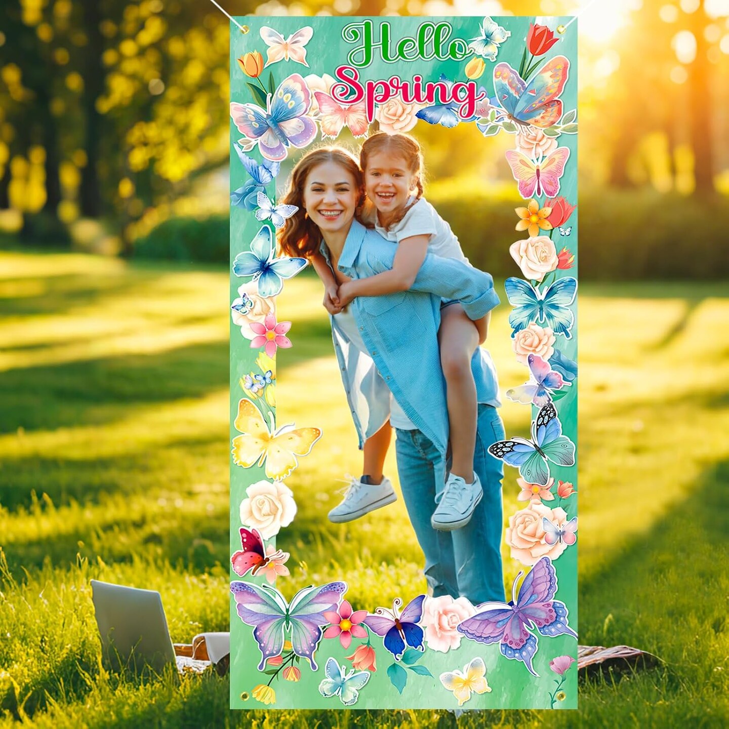 Hello Spring Photo Booth Banner,