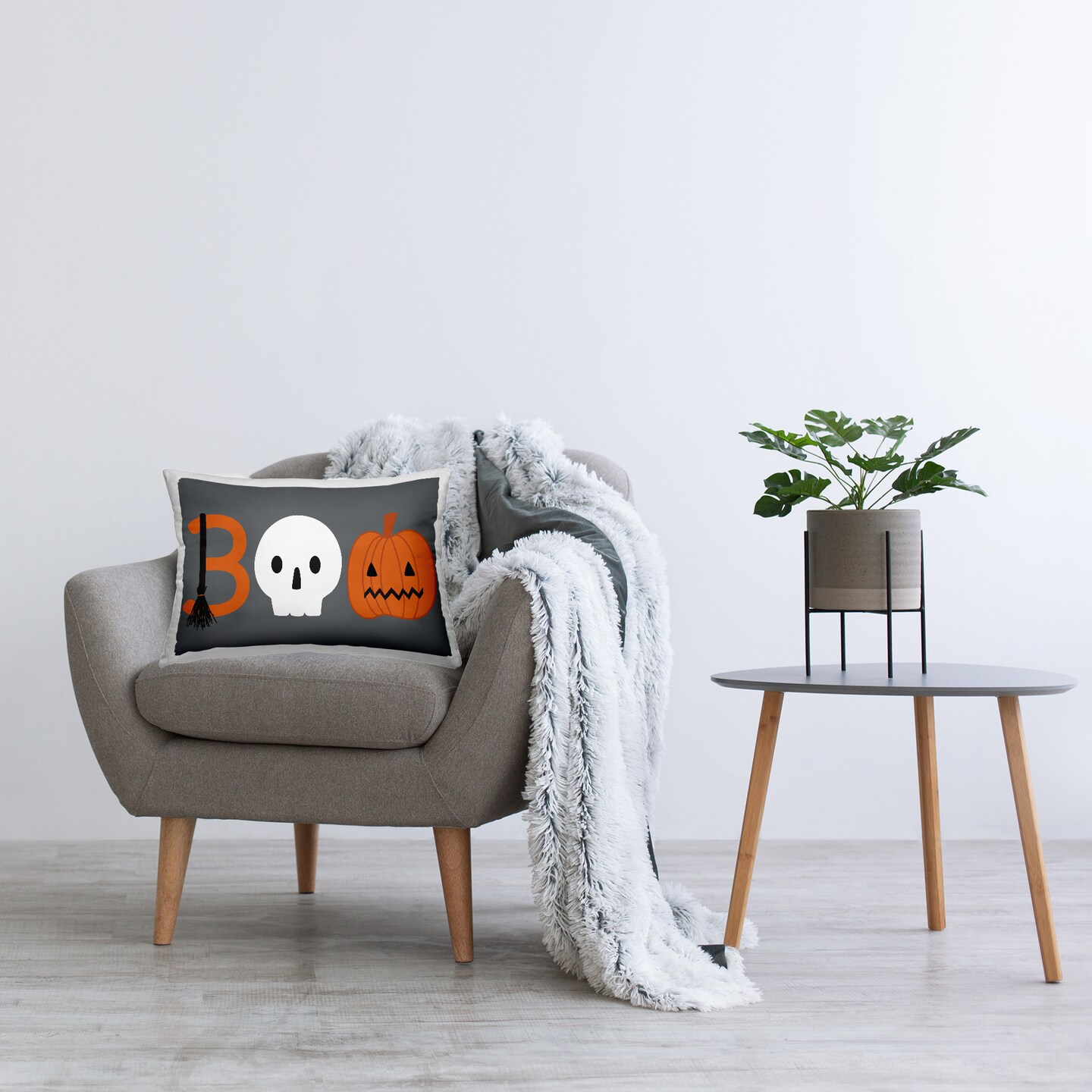 Stupell Industries Boo Halloween Fun Typography Decorative Printed Pillow design by Sazerelli Designs, 14 x 7 x 20