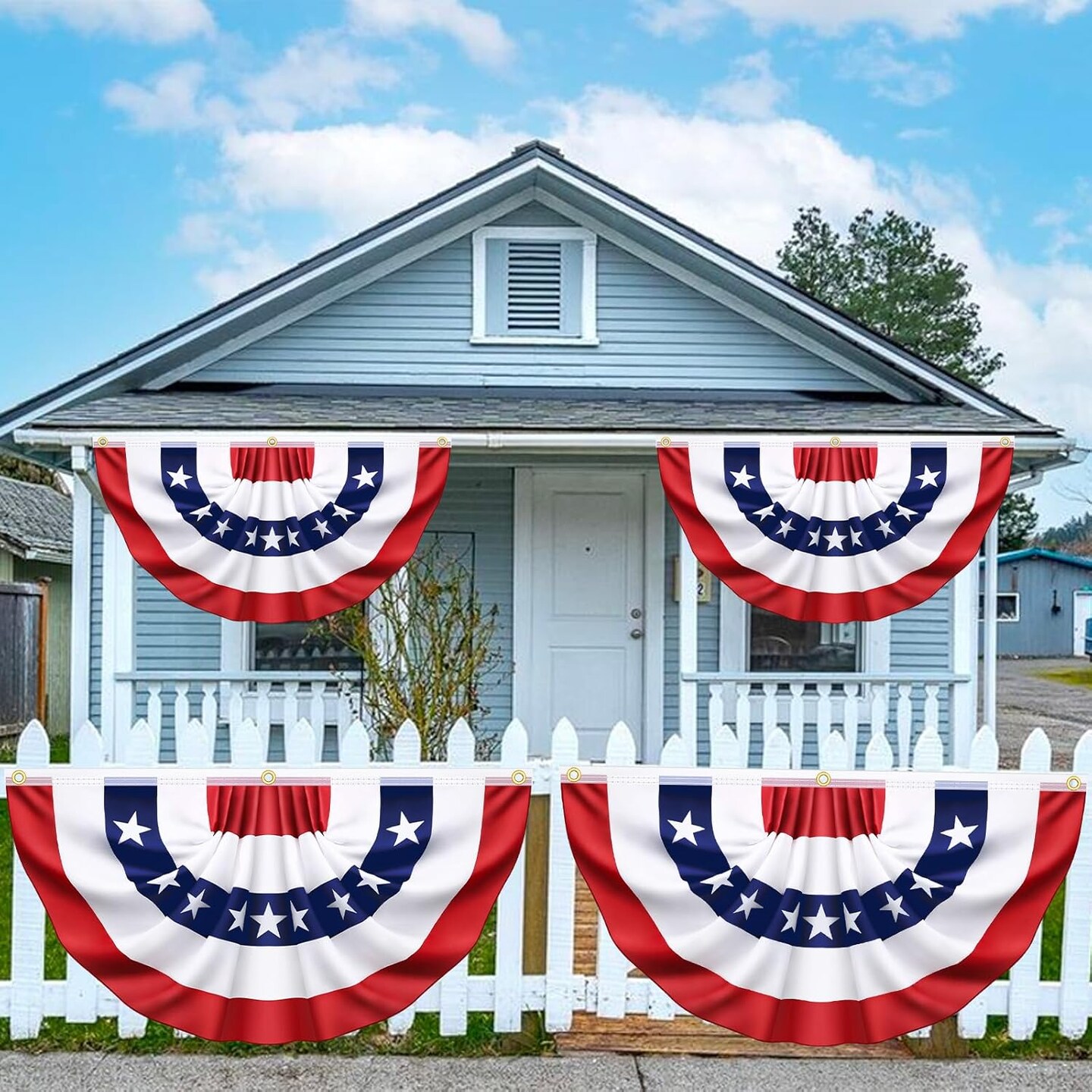 6 Pack American Pleated Fan Flag, Patriotic Half Fan Banner American Flag Decoration Bunting