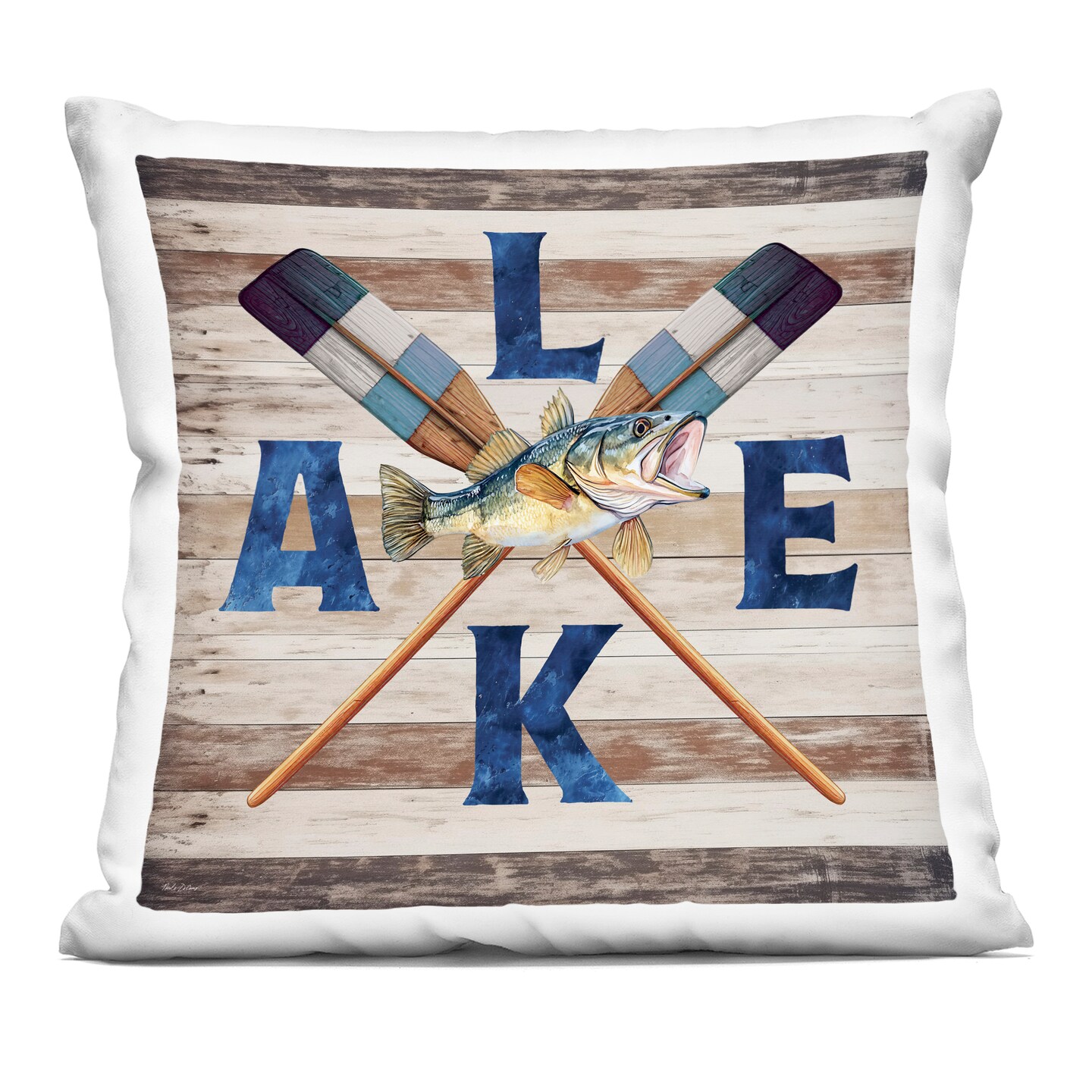 Stupell Industries Rustic Lake Boat Oars Decorative Printed Pillow design by Nicole DeCamp, 18 x 7 x 18