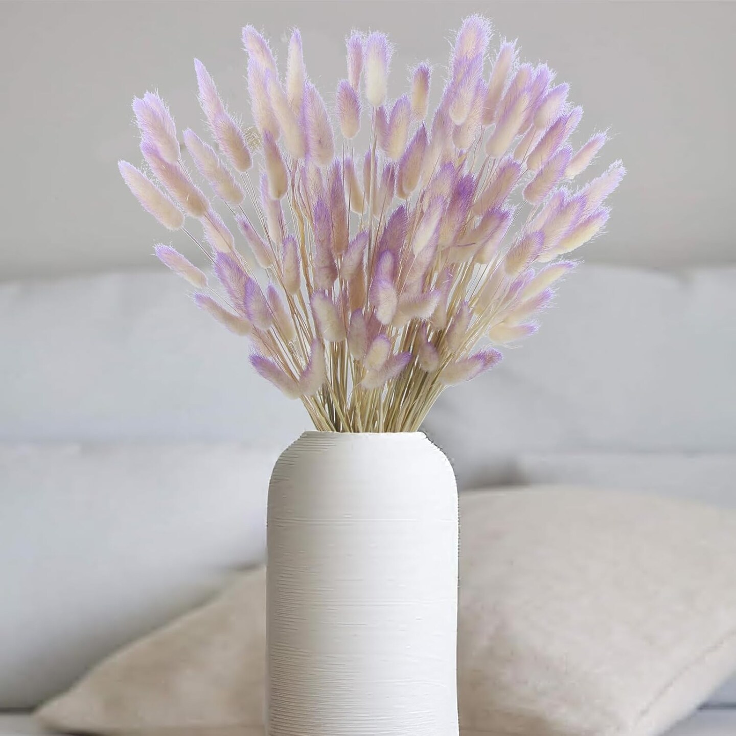 120 Pcs Dried Bunny Tails Flower Natural Lagurus Ovatus Dried Flowers Rabbit Tail Grass Dried Pampas Grass Dried Floral Arrangement for Boho Decor Wedding Party Home DIY Farmhouse Table Purple