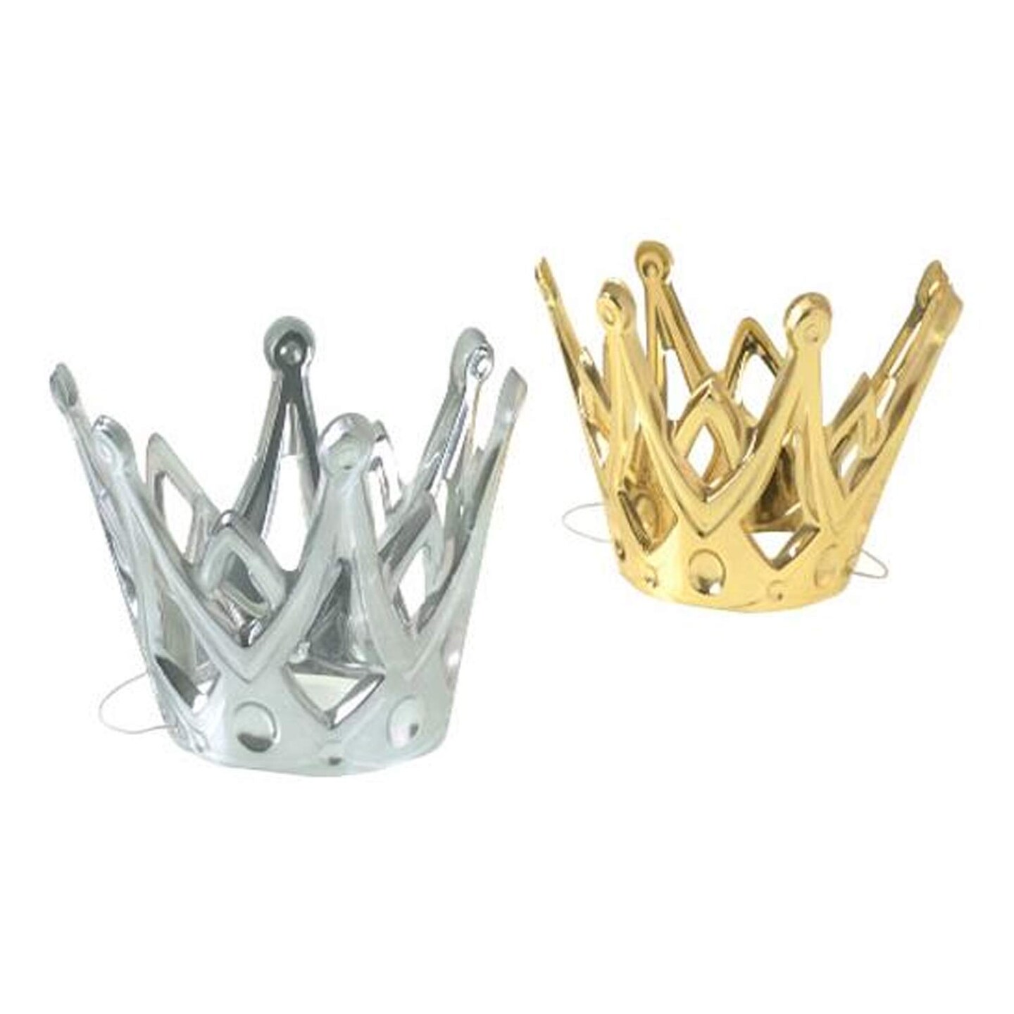 Miniature Crowns Metallic Silver &#x26; Gold 12 Units