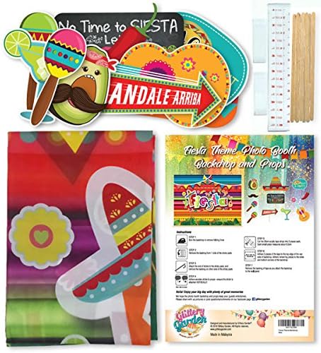 Fiesta Theme Photography Backdrop &#x26; Studio Props Kit, Cinco De Mayo Party Decorations, Mexican Photo Booth Background for Pictures, Summer Pool Mexicana Birthday Party Supplies